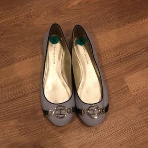 Tommy Hilfiger Navy and White Striped Flats